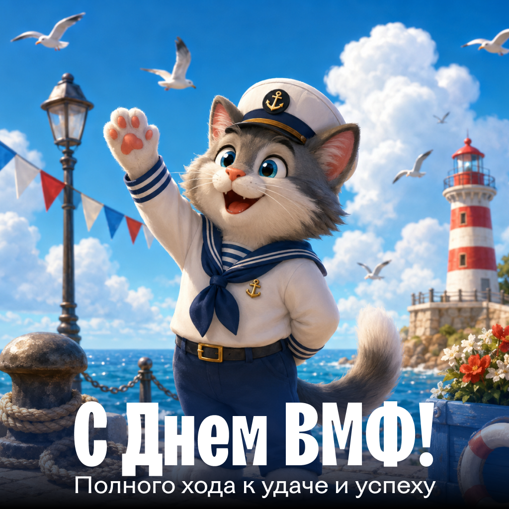 Юмористическая открытка на День Военно-Морского Флота с псом, забавные поздравления и пожелания успехов - РИА Новости, 1920, 22.07.2026