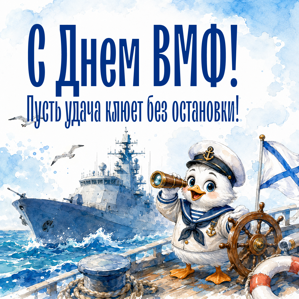 Креативная открытка на День Военно-Морского Флота, забавные слова, поздравления и пожелания клева - РИА Новости, 1920, 22.07.2026
