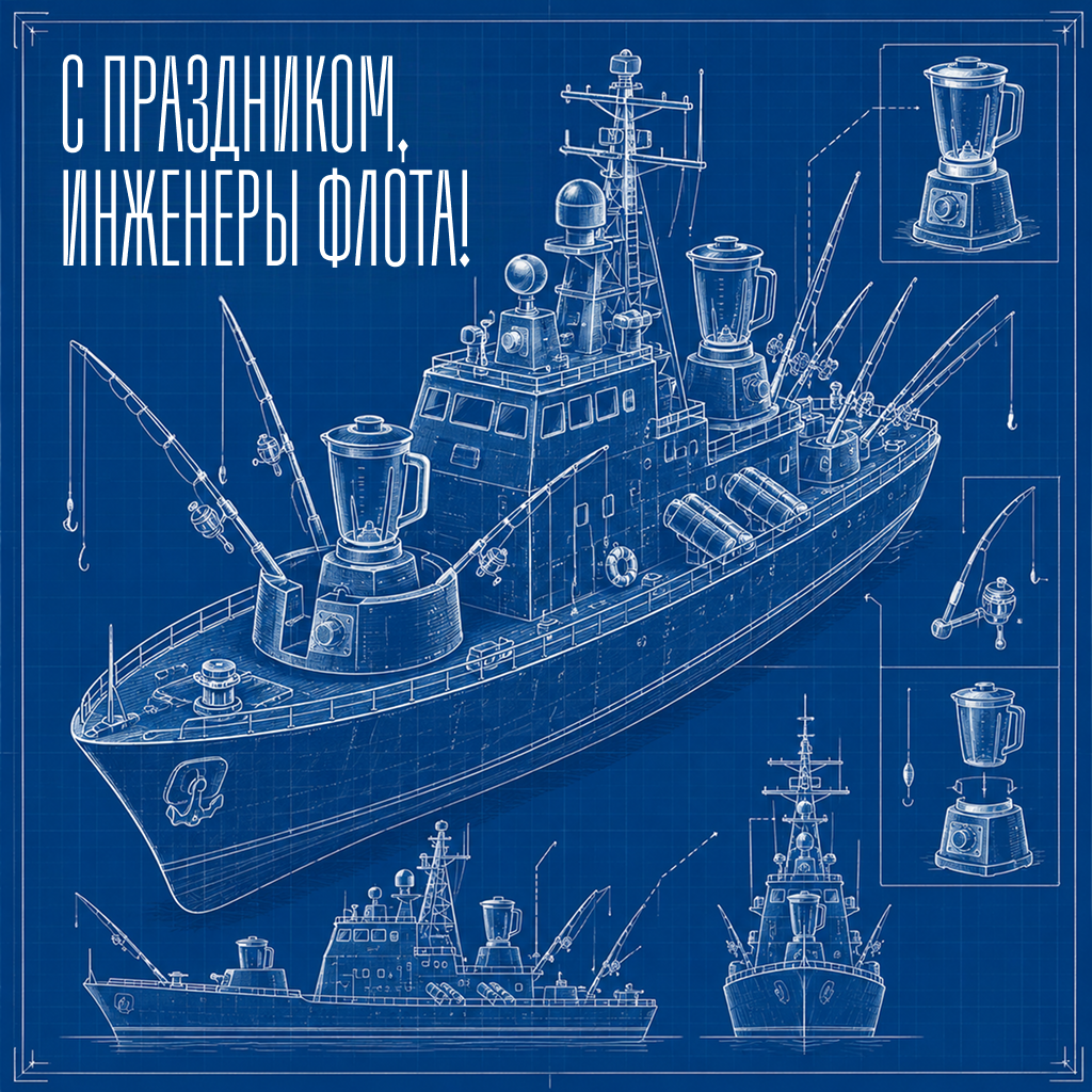 Инженерная открытка на День ВМФ с юмором, чертежные слова поздравления и конструктивные пожелания - РИА Новости, 1920, 22.07.2026