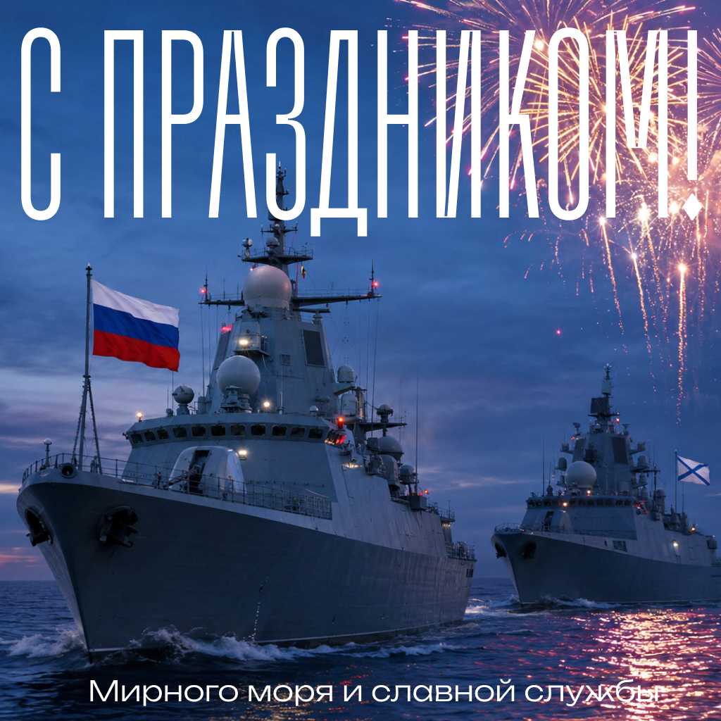 Элегантная открытка на День ВМФ в сумерках, изысканные слова поздравления и премиальные пожелания - РИА Новости, 1920, 22.07.2026