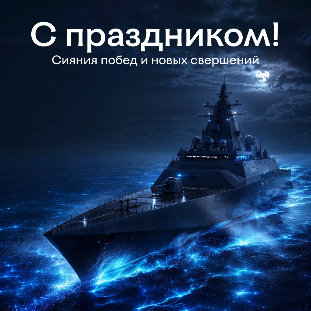 Магическая открытка на День Военно-Морского Флота, светящиеся слова поздравления и неоновые пожелания - РИА Новости, 1920, 22.07.2026