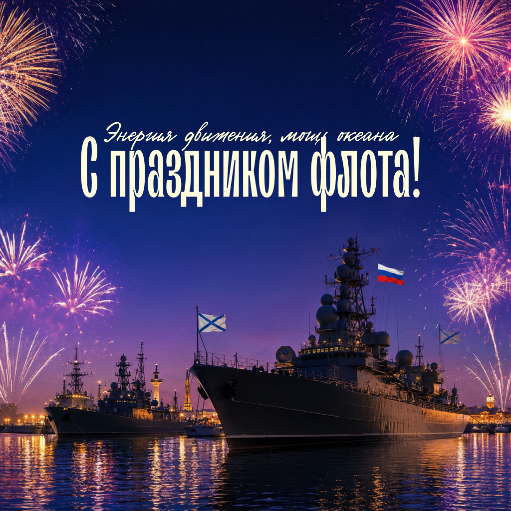 Трендовая открытка на День Военно-Морского Флота в стиле синтвейв, неоновые слова поздравления и пожелания - РИА Новости, 1920, 22.07.2026