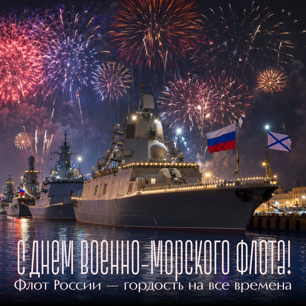 Праздничная открытка на День ВМФ с грандиозным салютом, яркие слова поздравления и финальные пожелания - РИА Новости, 1920, 22.07.2026