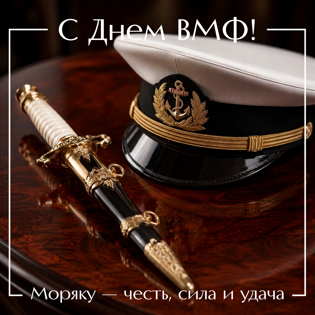 Офицерская открытка на День ВМФ с кортиком, строгие слова поздравления и пожелания - РИА Новости, 1920, 22.07.2026