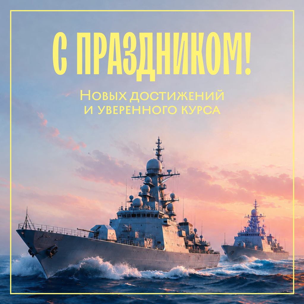 Стильная открытка на День ВМФ с эскадрой, профессиональные пожелания и слова напутствия - РИА Новости, 1920, 22.07.2026