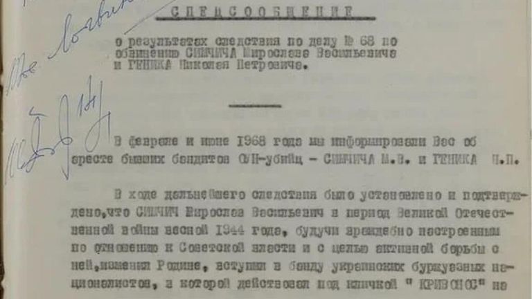 Спецсообщение о результатах следствий по обвинению Симчича Мирослава и Геника Николая