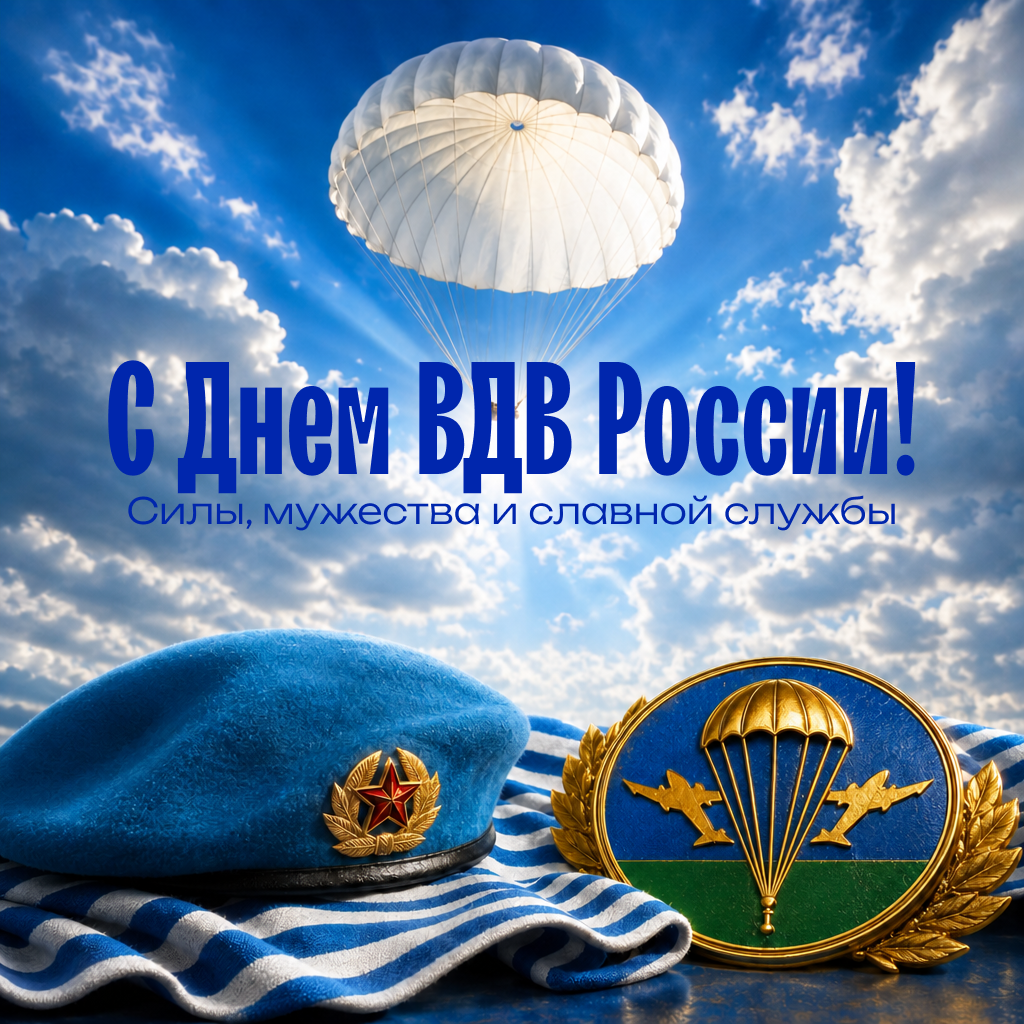 Праздничная открытка с Днем ВДВ: гордость нашей армии Праздничная открытка с Днем ВДВ: гордость нашей армии - РИА Новости, 1920, 30.07.2026