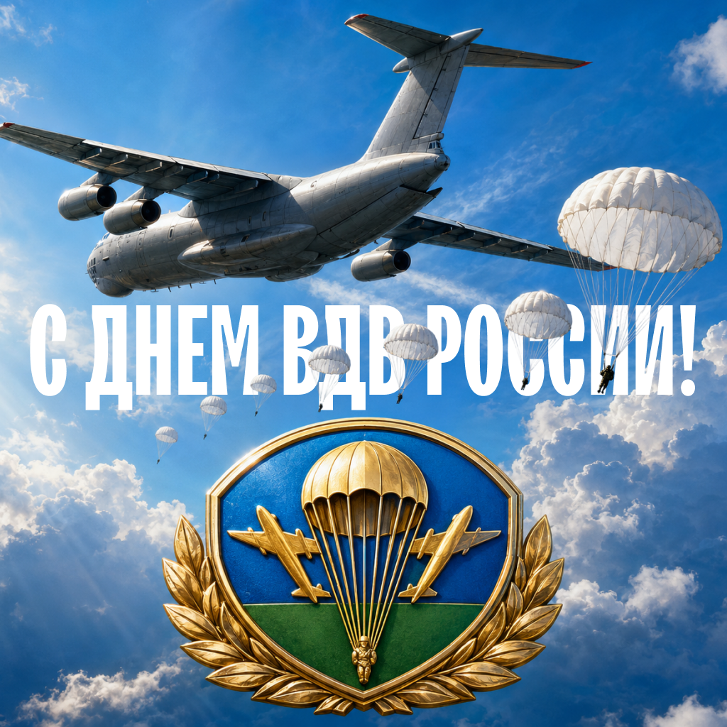 Современная открытка с Днем ВДВ: поздравление доблестной десантуре Современная открытка с Днем ВДВ: поздравление доблестной десантуре - РИА Новости, 1920, 30.07.2026