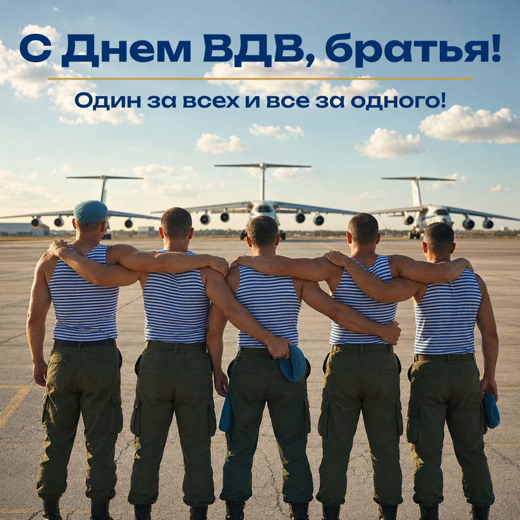 Открытка с Днем ВДВ: единство десантного братства Открытка с Днем ВДВ: единство десантного братства - РИА Новости, 1920, 30.07.2026