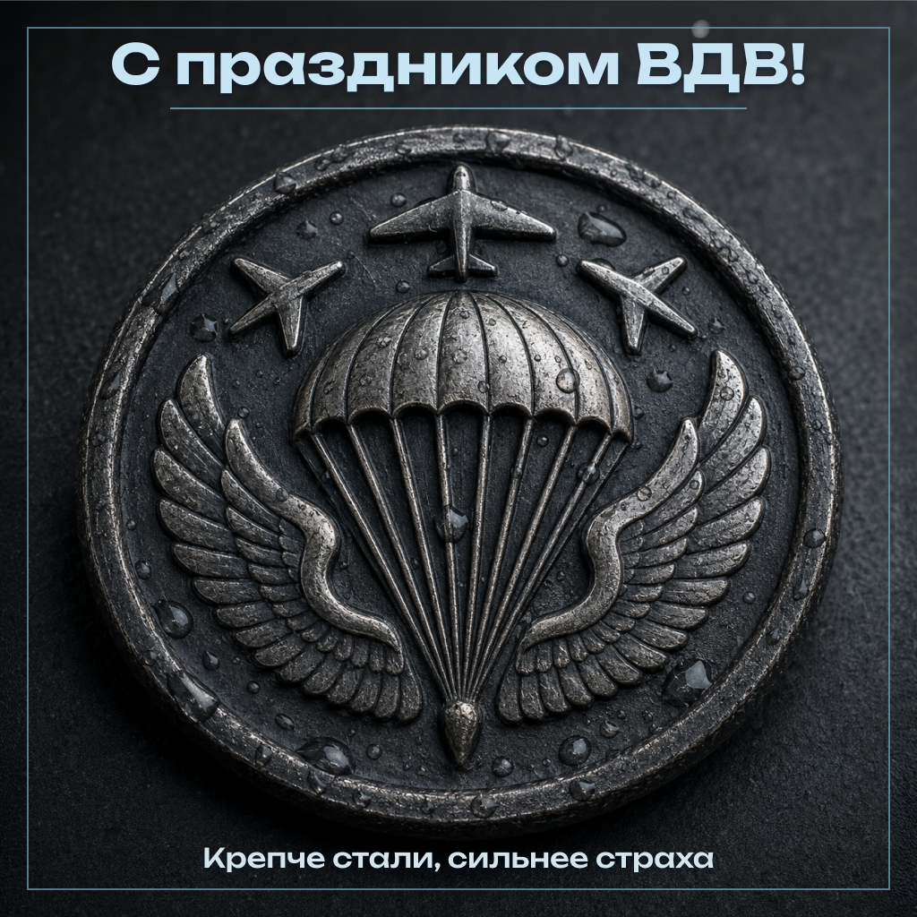 Лаконичная открытка с Днем ВДВ: крепче стали! Лаконичная открытка с Днем ВДВ: крепче стали! - РИА Новости, 1920, 30.07.2026