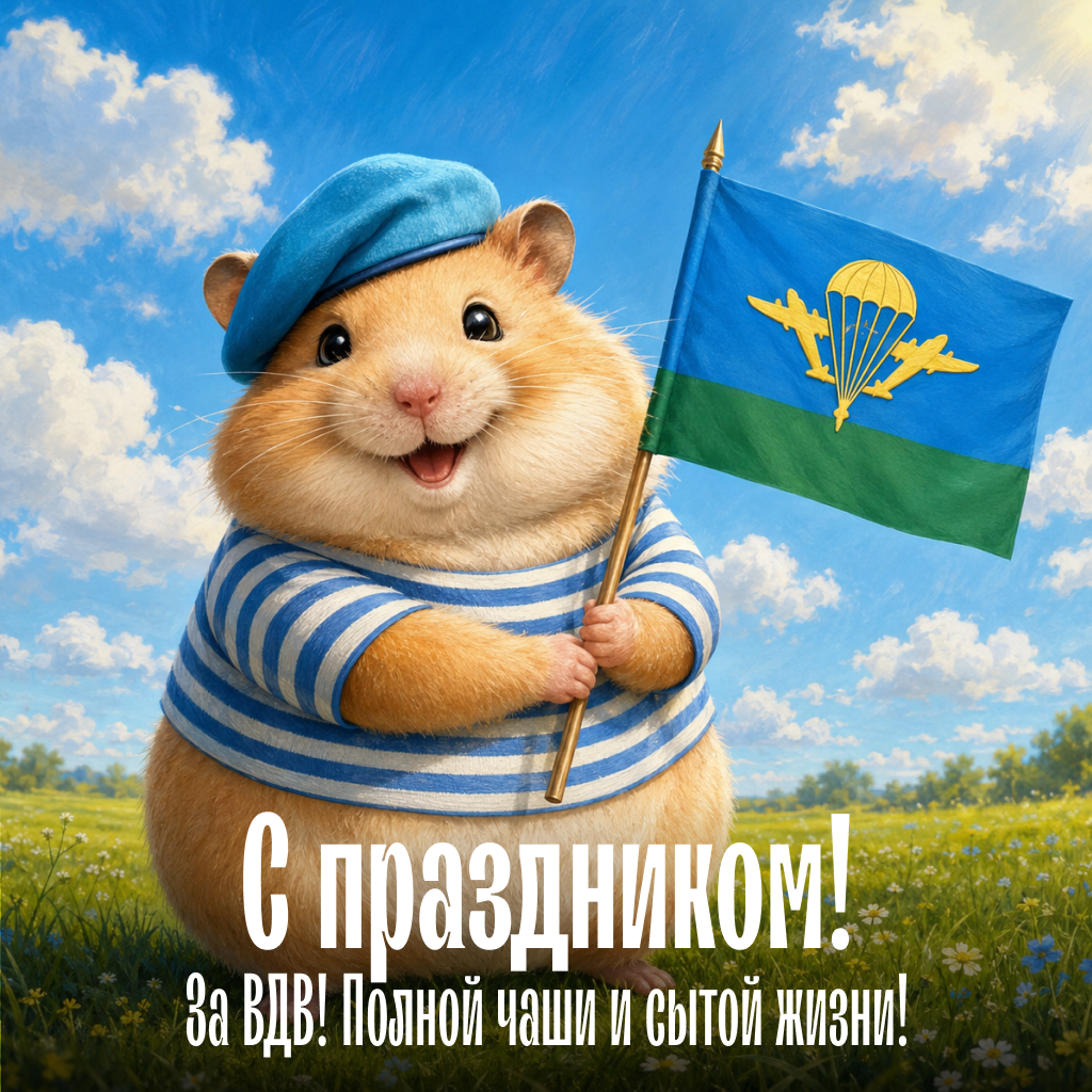 Милая открытка с Днем ВДВ — с праздником десантура! Милая открытка с Днем ВДВ — с праздником десантура! - РИА Новости, 1920, 30.07.2026