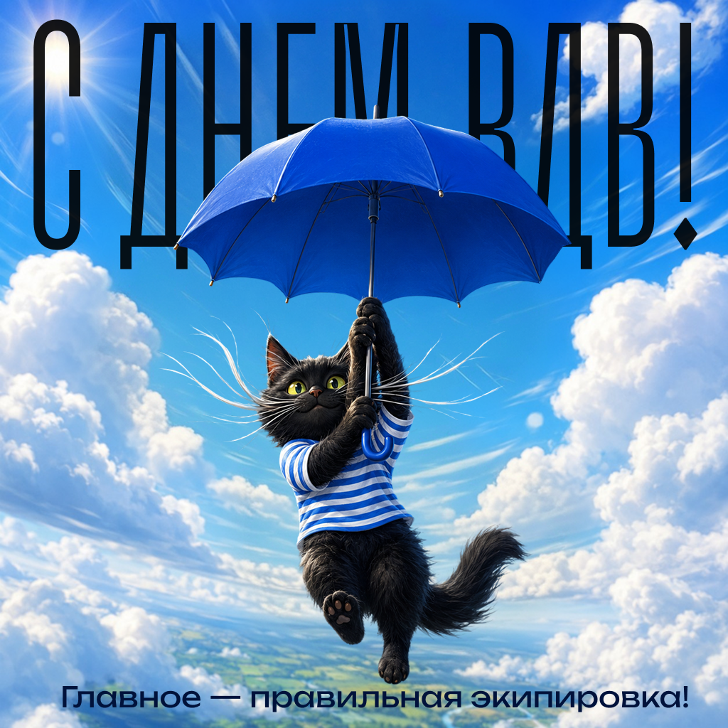 Веселая открытка с Днем ВДВ — главное — смекалка! Веселая открытка с Днем ВДВ — главное — смекалка! - РИА Новости, 1920, 30.07.2026