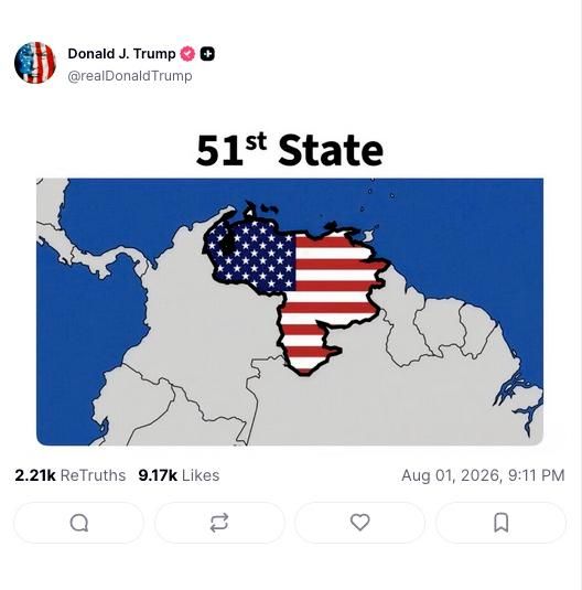 Пост Дональда Трампа в соцсети Truth Social Пост Дональда Трампа в соцсети Truth Social - РИА Новости, 1920, 02.08.2026