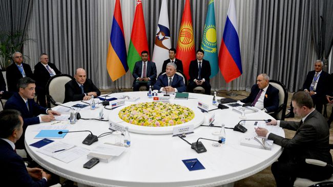 Председатель правительства РФ Михаил Мишустин на заседании Евразийского межправительственного совета в узком составе