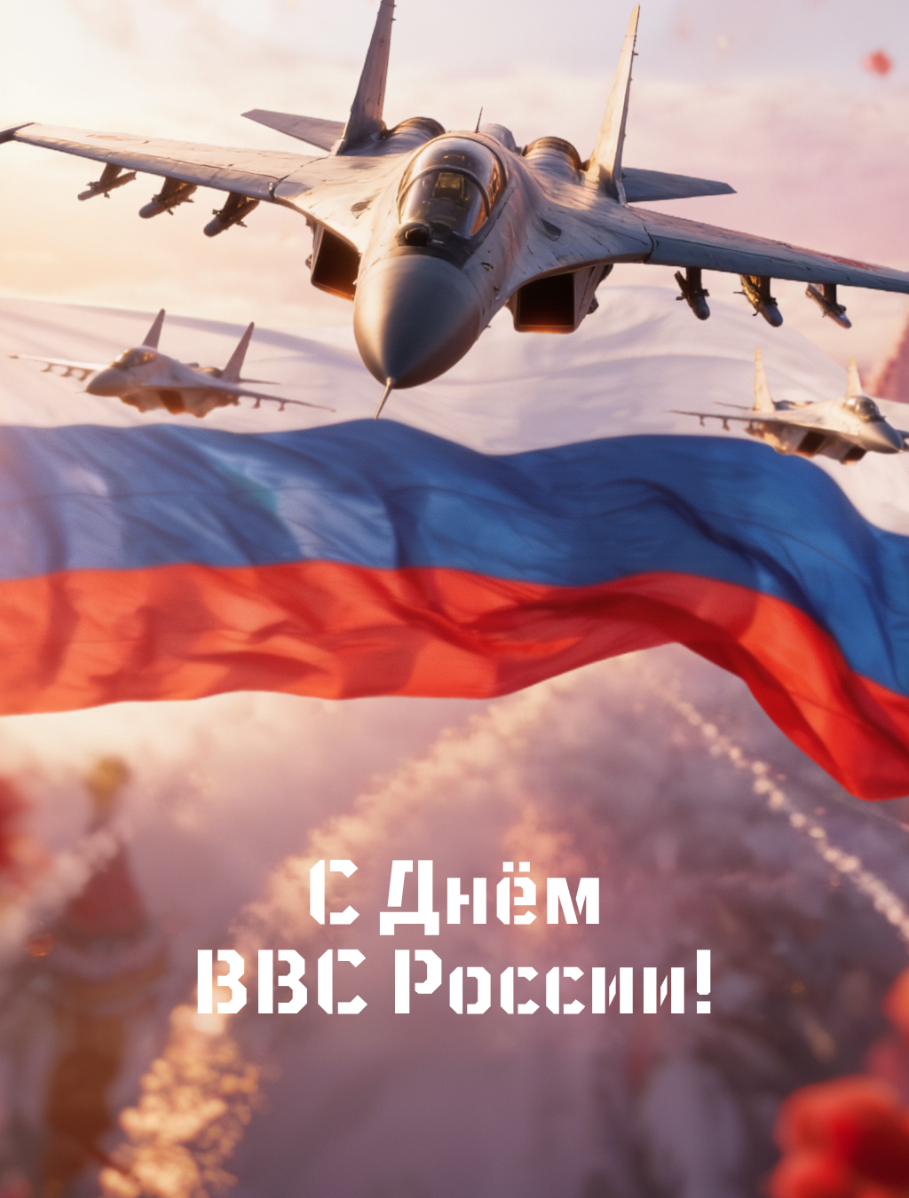 Открытка с Днем ВВС России с флагом и самолетом Открытка с Днем ВВС России с флагом и самолетом - РИА Новости, 1920, 11.08.2026