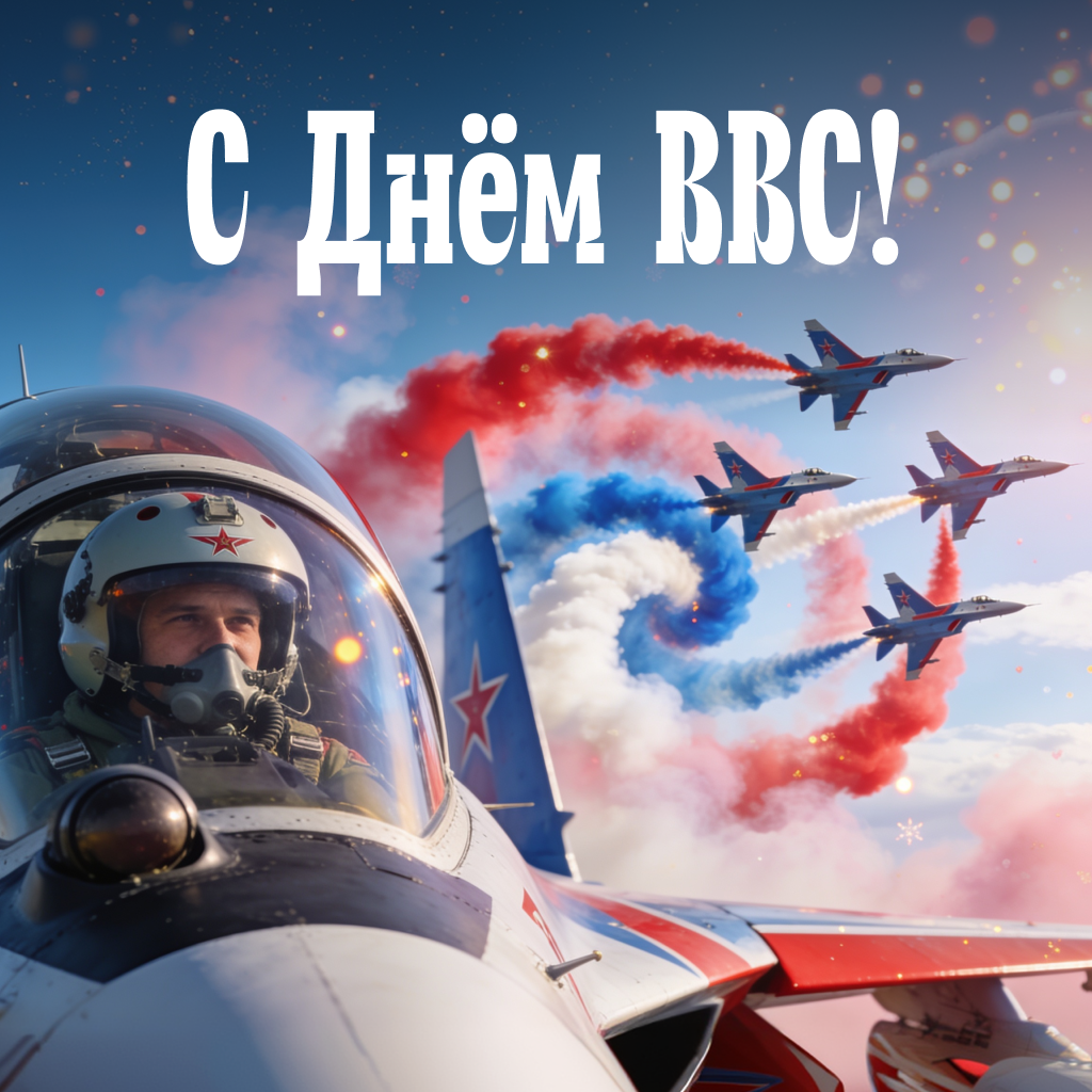 Открытка с Днем ВВС с поздравительной надписью Открытка с Днем ВВС с поздравительной надписью - РИА Новости, 1920, 11.08.2026