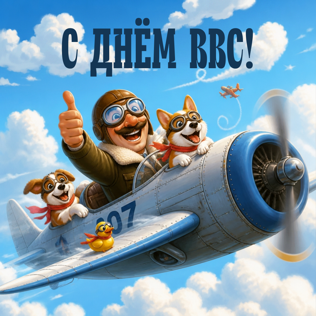 Смешная картинка с Днем ВВС с надписью Смешная картинка с Днем ВВС с надписью - РИА Новости, 1920, 11.08.2026