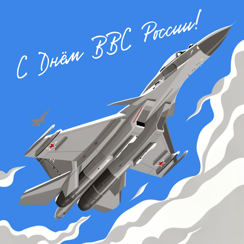 Открытка с Днем ВВС с современным самолетом Открытка с Днем ВВС с современным самолетом - РИА Новости, 1920, 11.08.2026