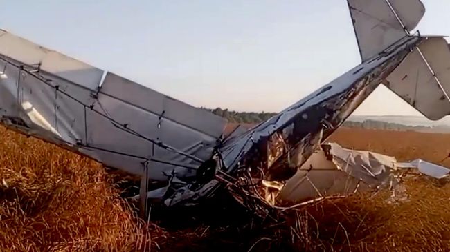 Кадры с места падения самолета Ан-2 в Самарской области