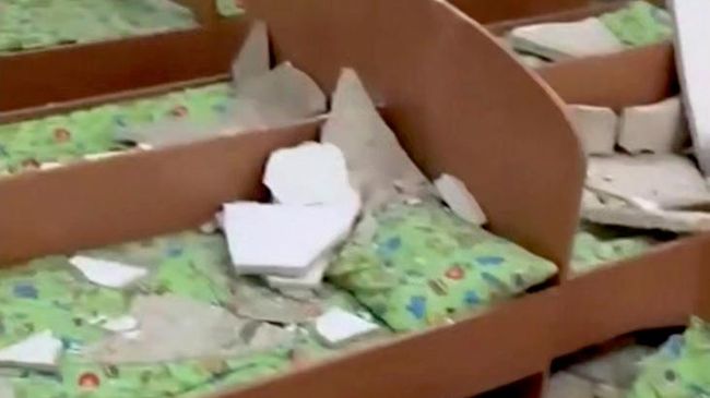 Обрушение штукатурки в детском саду в селе Гуниб в Дагестане