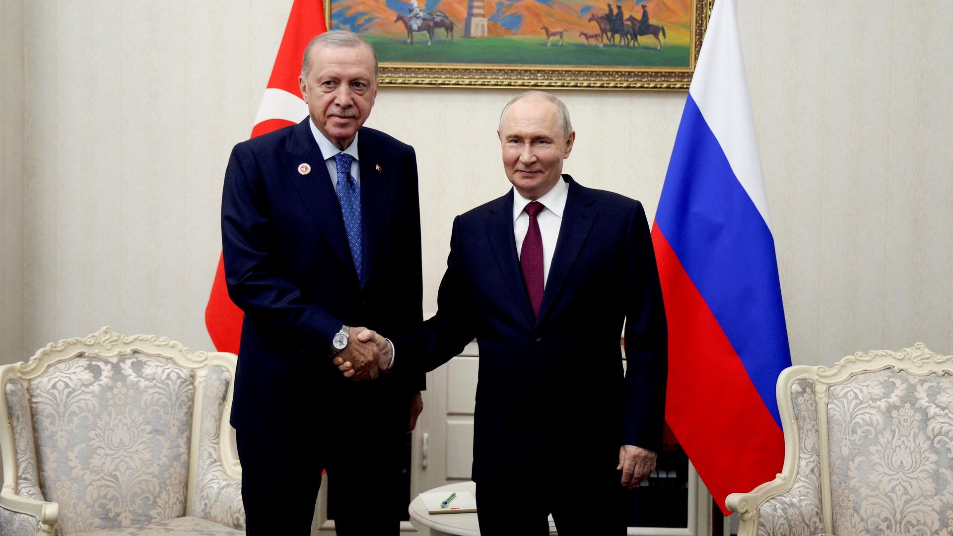 Президент РФ Владимир Путин и президент Турции Реджеп Тайип Эрдоган во время встречи на полях саммита Шанхайской организации сотрудничества в Бишкеке. 1 сентября 2026 Президент РФ Владимир Путин и президент Турции Реджеп Тайип Эрдоган во время встречи на полях саммита Шанхайской организации сотрудничества в Бишкеке. 1 сентября 2026 - РИА Новости, 1920, 01.09.2026