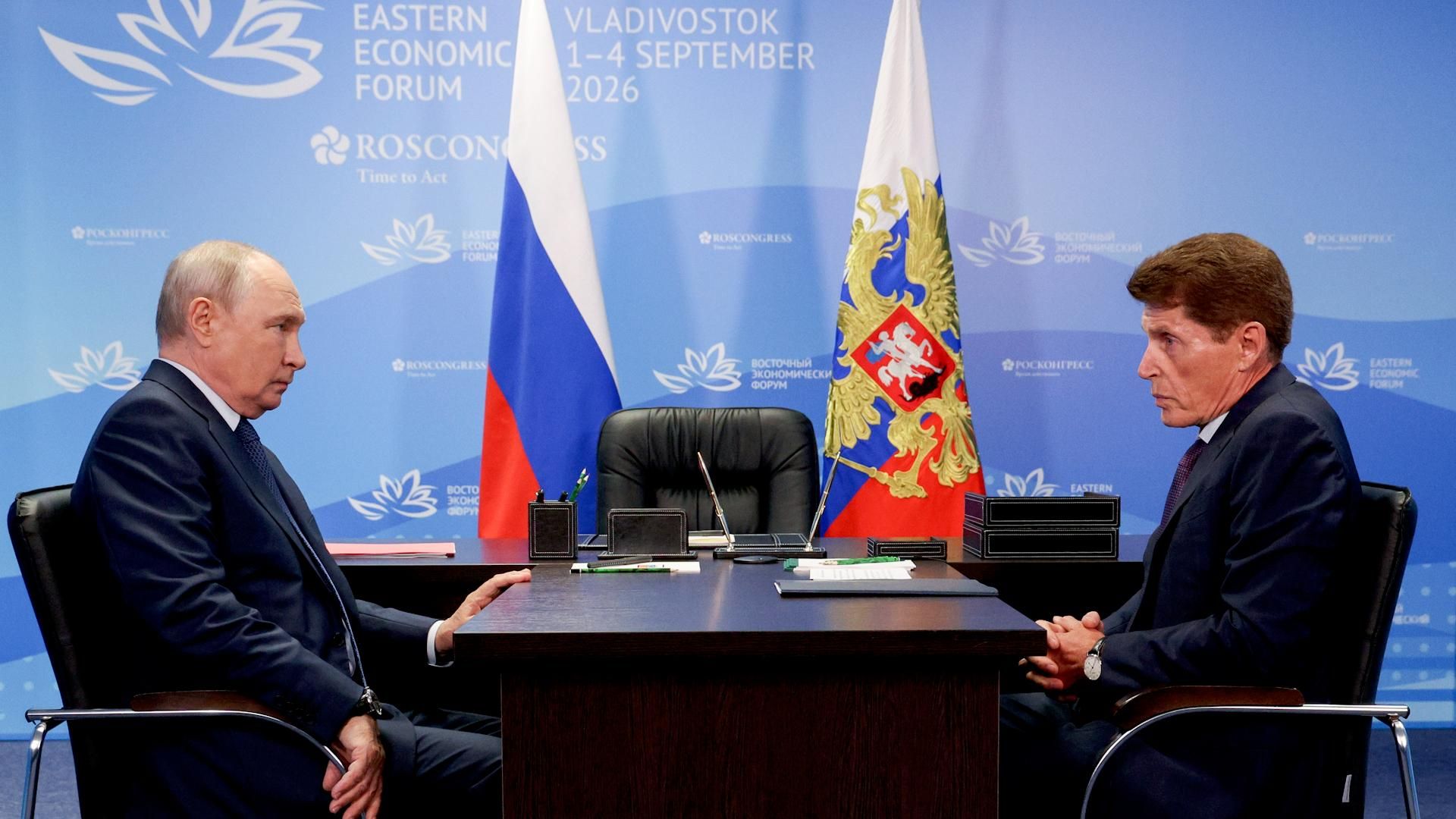 Встреча Путина с губернатором Приморского края Кожемяко Встреча Путина с губернатором Приморского края Кожемяко - РИА Новости, 1920, 02.09.2026