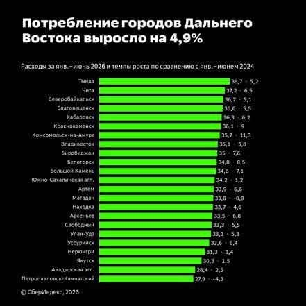 Потребление городов Дальнего Востока выросло на 4,9 % - РИА Новости, 1920, 03.09.2026