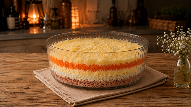 Слой тертой марковки и картофеля