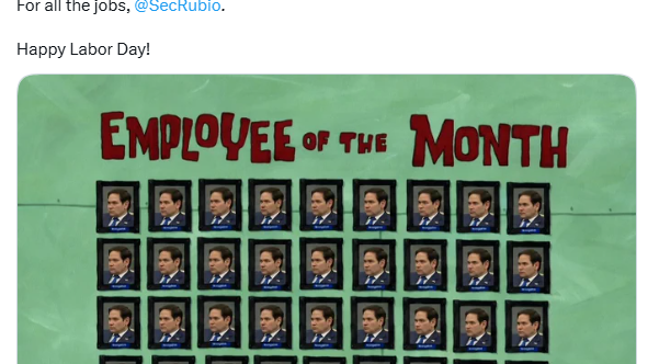 Белый дом в честь Дня труда запустил новый мем с Рубио по мотивам Губки Боба Белый дом в честь Дня труда запустил новый мем с Рубио по мотивам Губки Боба - РИА Новости, 1920, 08.09.2026