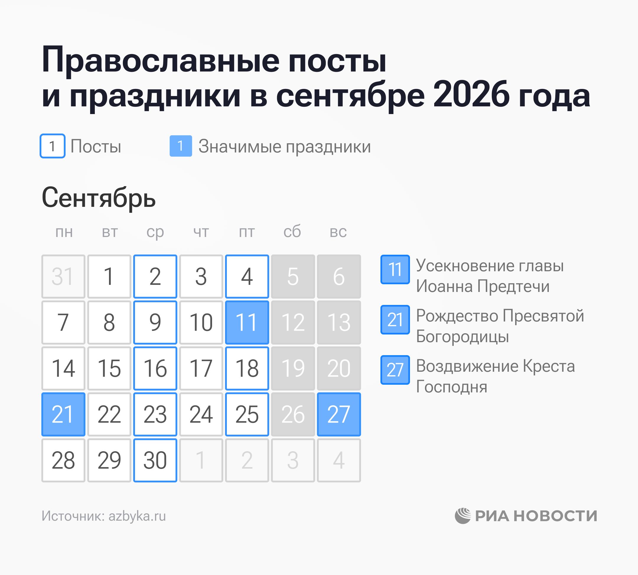 Церковные праздники в сентябре 2026 года Церковные праздники в сентябре 2026 года
