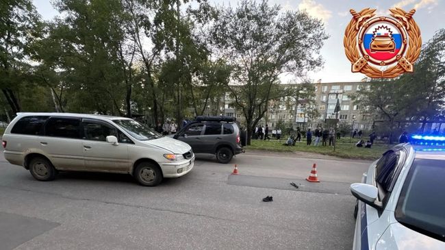 Место ДТП с участием автомобиля и пешехода в Хабаровске