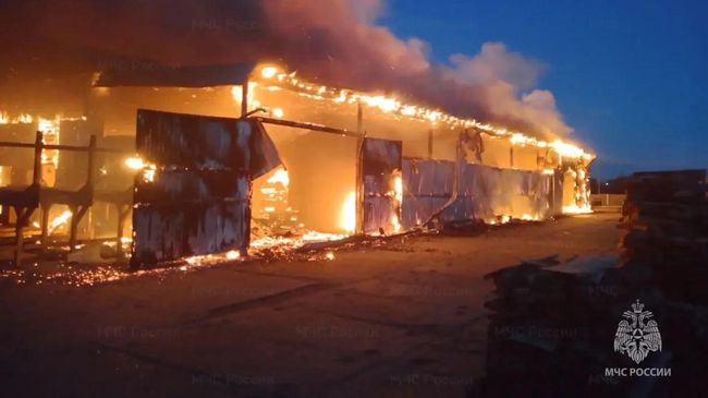 Пожар на складе в Навлинском районе Брянской области 