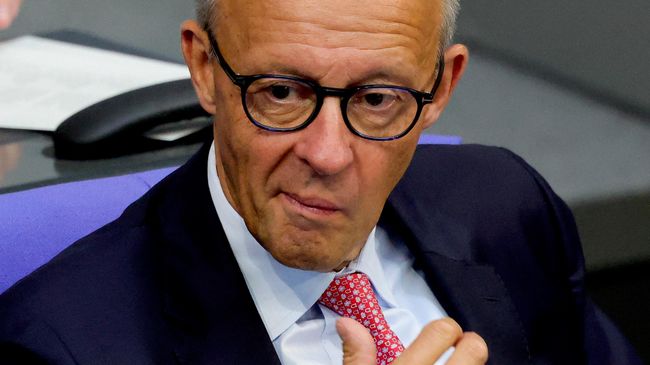 Канцлер ФРГ Фридрих Мерц во время дебатов в бундестаге. 10 сентября 2026