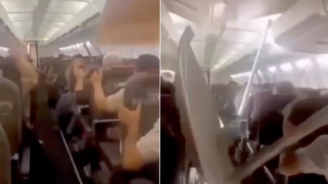 Салон самолета авиакомпании Sepehran в Иране, у которого оторвалась покрышка