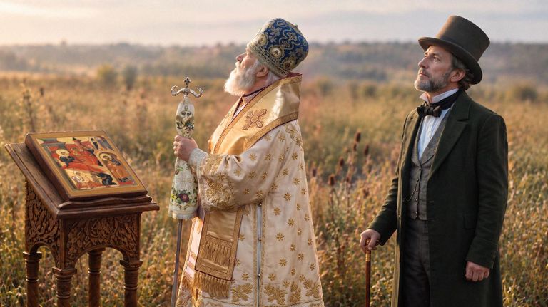Епископ Тульский и Белевский Дамаскин и губернский предводитель Владимир Норов на церемонии открытия памятника Дмитрию Донскому на Красном холме 8 (21) сентября 1850 года Епископ Тульский и Белевский Дамаскин и губернский предводитель Владимир Норов на церемонии открытия памятника Дмитрию Донскому на Красном холме 8 (21) сентября 1850 года
