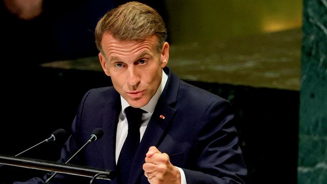 Президент Франции Эмманюэль Макрон выступает на 81-й сессии Генеральной Ассамблеи ООН в штаб-квартире ООН в Нью-Йорке. 22 сентября 2026 Президент Франции Эмманюэль Макрон выступает на 81-й сессии Генеральной Ассамблеи ООН в штаб-квартире ООН в Нью-Йорке. 22 сентября 2026