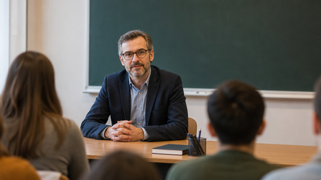 Преподаватель ведет лекцию