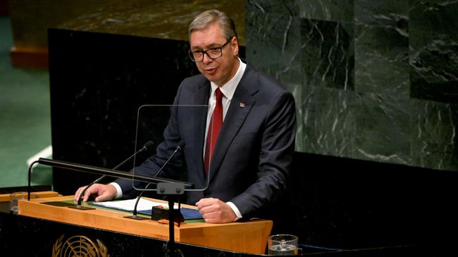 Президент Сербии Александр Вучич на заседании 81-й сессии Генассамблеи ООН. 23 сентября 2026