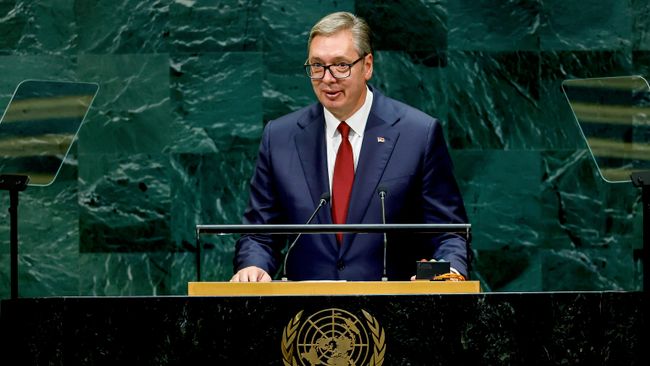 Президент Сербии Александр Вучич на заседании 81-й сессии Генассамблеи ООН. 23 сентбря 2026
