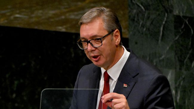 Президент Сербии Александр Вучич на заседании 81-й сессии Генассамблеи ООН. 23 сентября 2026