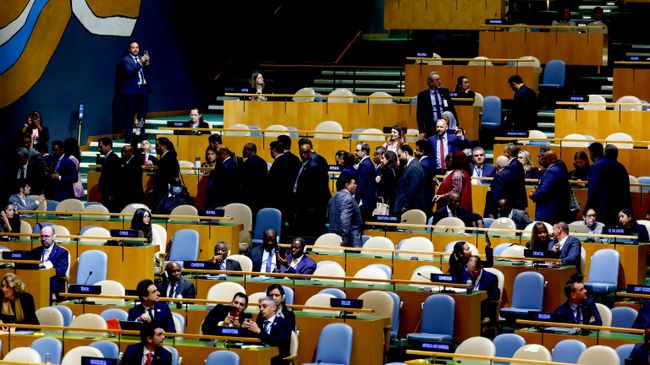 Делегаты покидают зал во время выступления Биньямина Нетаньяху в ООН. 24 сентября 2026 Делегаты покидают зал во время выступления Биньямина Нетаньяху в ООН. 24 сентября 2026