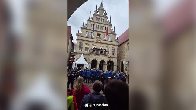 Акция протеста против вручения генсеку альянса Марку Рютте премии Вестфальского мира Акция протеста против вручения генсеку альянса Марку Рютте премии Вестфальского мира