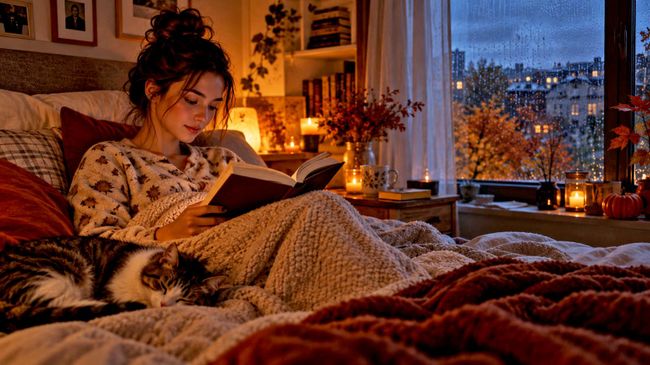 Девушка читает книгу