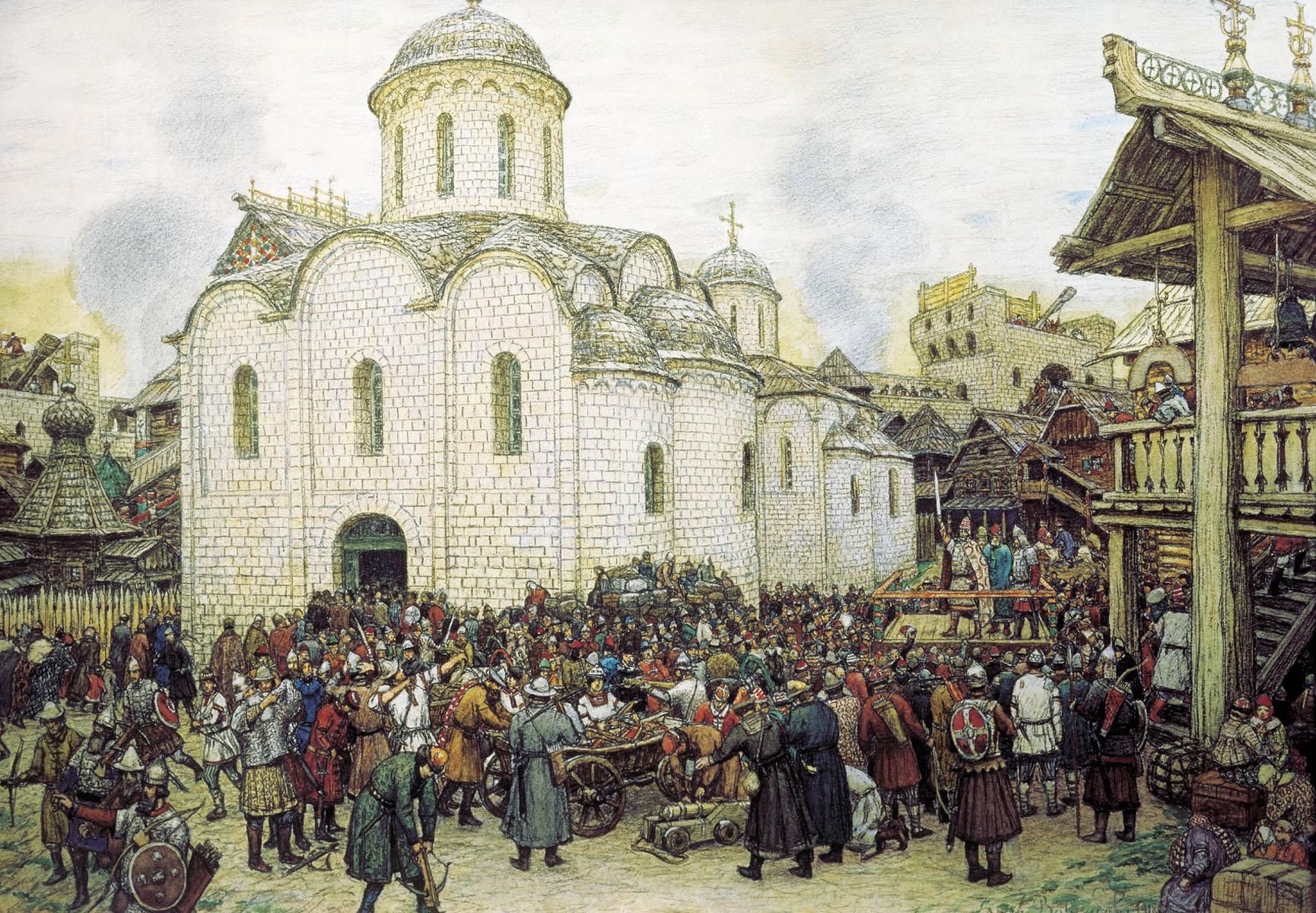 Репродукция работы А. М. Васнецова Оборона Москвы от хана Тохтамыша. XIV век, 1918 год Репродукция работы А. М. Васнецова Оборона Москвы от хана Тохтамыша. XIV век, 1918 год - РИА Новости, 1920, 09.10.2026
