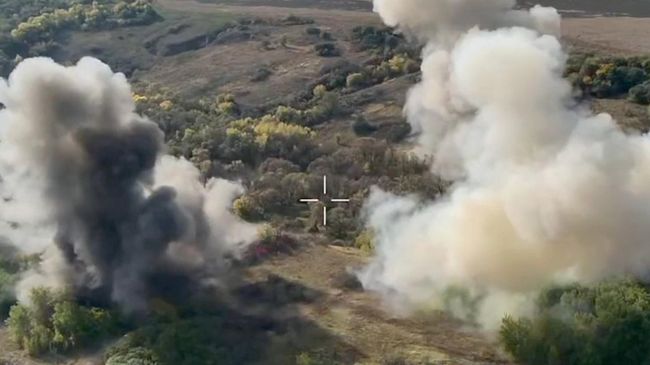 Кадры поражения пунктов дислокации украинских боевиков в Харьковской области