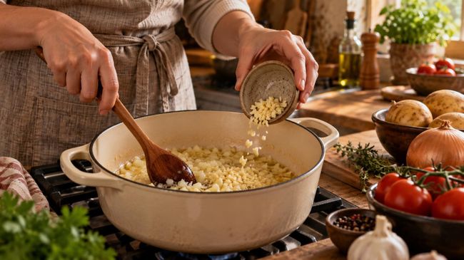 Приготовление томатного супа с курицей и картошкой Приготовление томатного супа с курицей и картошкой