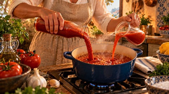 Приготовление томатного супа с морепродуктами Приготовление томатного супа с морепродуктами