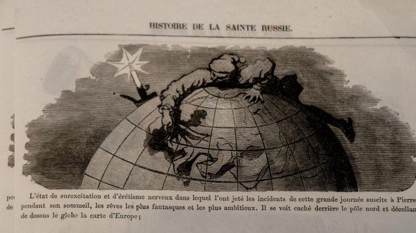 Мечты Петра I о завоевании Европы. Иллюстрация из книги Доре (1854 г.)