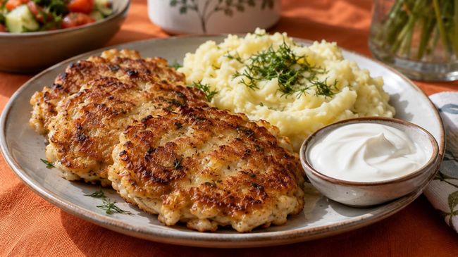 Оладьи из фарша куриной грудки Оладьи из фарша куриной грудки