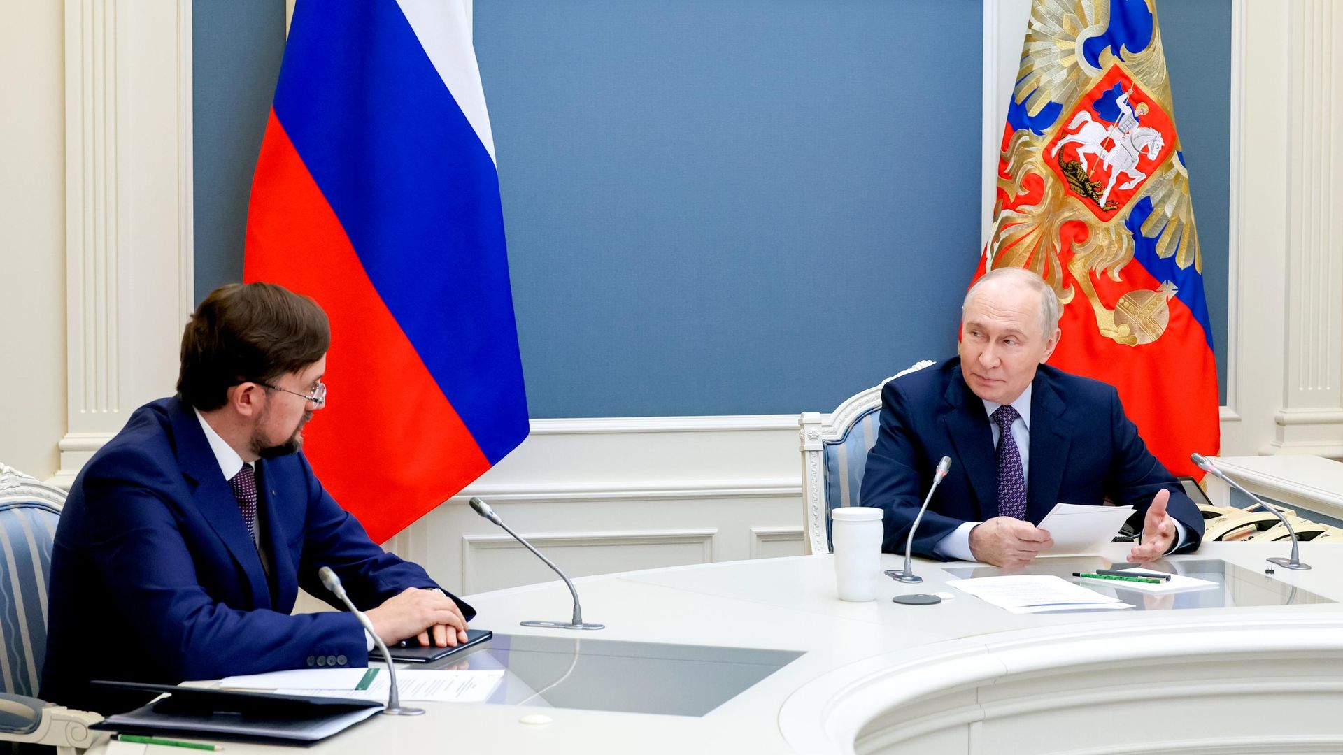 Президент РФ Владимир Путин проводит по видеосвязи встречу с участниками XXI форума-съезда Общероссийской общественной организации Деловая Россия - РИА Новости, 1920, 15.10.2026